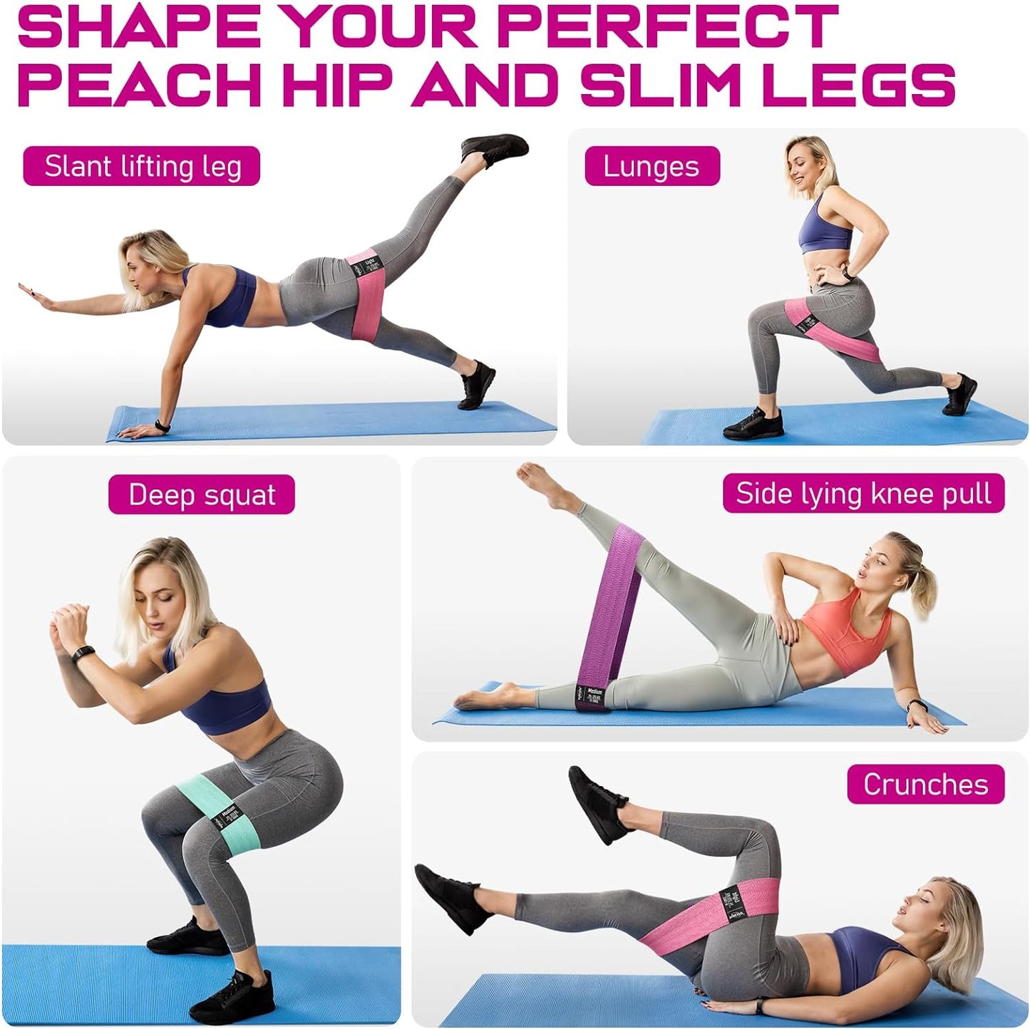 Bandas de resistencia para piernas y glúteos x3