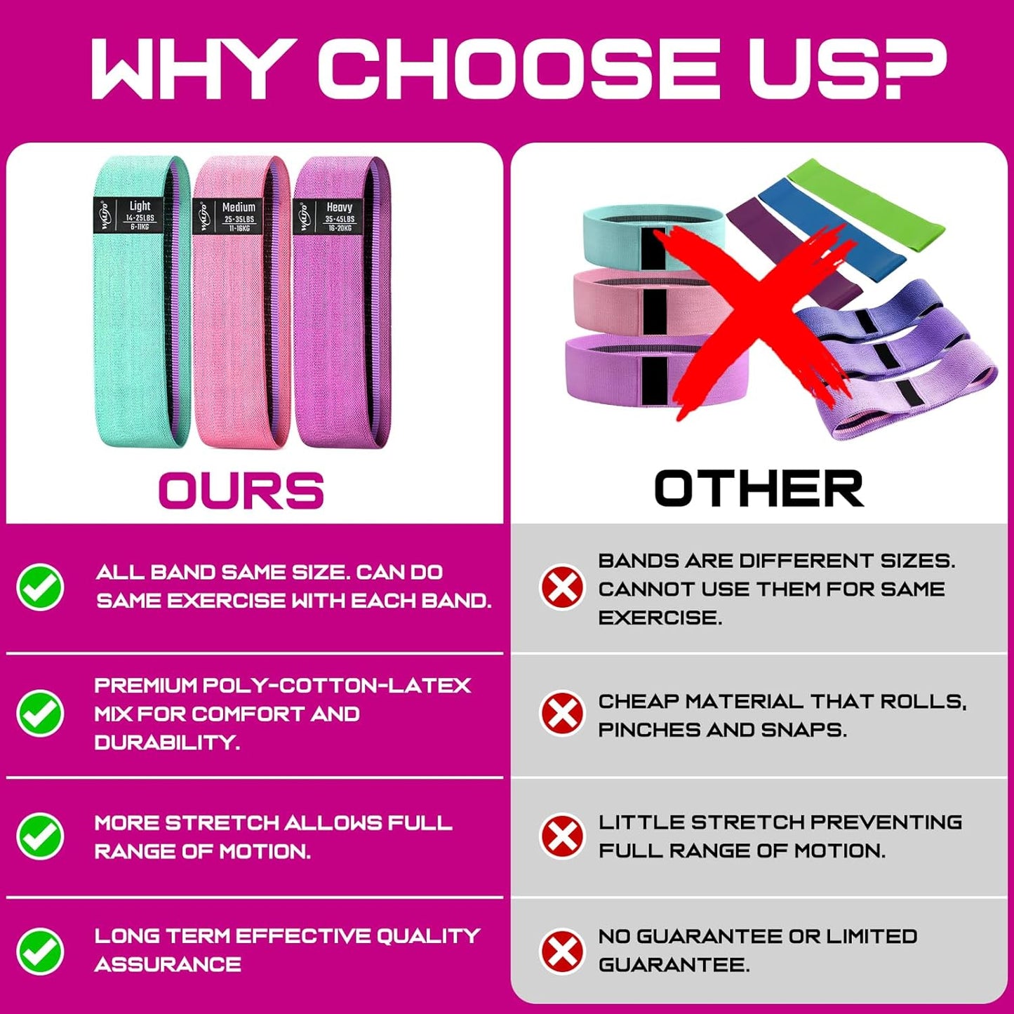 Bandas de resistencia para piernas y glúteos x3